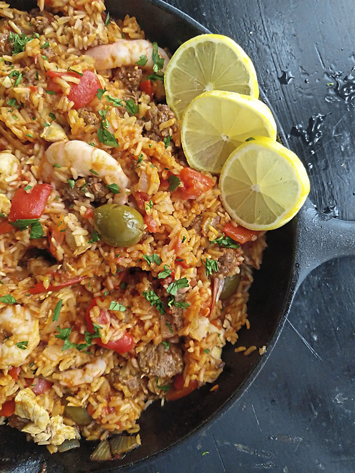 Paella with chorizo offers a taste of Spain.